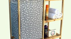 Cos de rufe din lemn cu 1 compartimente textil Homs 44 X 90 X 90 cm