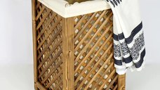 Cos pentru rufe din lemn, Verla, nuc, 57 cm