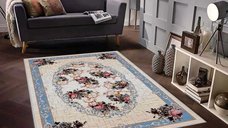 Covor 100×150 cm – model floral, albastru cald Siena