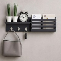 Cuier cu 3 agatatori, Antracit Homs, gri antracit, 60 x 15 x 10 cm, MDF - 1