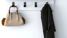 Cuier cu 4 agatatori si polita, Anatolya Homs,  60 x 16 x 15 cm, alb