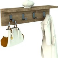 Cuier cu 4 agatatori si polita, Anatolya Homs,  60 x 16 x 15 cm, nuc - 1