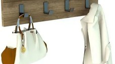 Cuier cu 4 agatatori si polita, Anatolya Homs,  60 x 16 x 15 cm, nuc