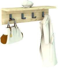 Cuier cu 4 agatatori si polita, Anatolya Homs,  60 x 16 x 15 cm, stejar - 1