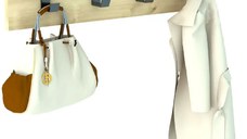 Cuier cu 4 agatatori si polita, Anatolya Homs,  60 x 16 x 15 cm, stejar