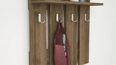 Cuier cu agatatori, Carina Homs, nuc, 70 x 70 x 15 cm, PAL 18 mm