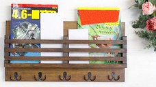 Cuier cu agatatori, seria wood Homs, natur, 55 x 28 x 8,5 cm, lemn,700115