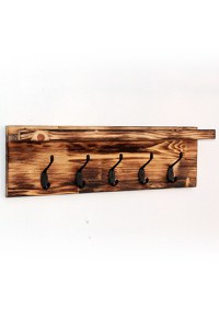 Cuier din lemn cu 5 agatatori Eli Homs, 65 x 20 cm, maro rustic - 1