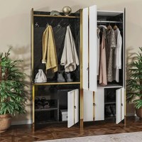 Cuier hol cu pantofar alb -auriu-negru, Homs 181 x 35 x 138 cm,31006 - 1