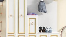 Cuier hol cu pantofar alb -auriu,Vera Homs 183 x 35 x 150 cm