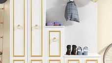 Cuier hol cu pantofar alb -auriu,Vera Homs 183 x 35 x 150 cm