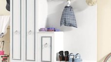 Cuier hol cu pantofar alb Vera Homs 183 x 35 x 150 cm
