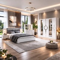 Dormitor Carol,sifonier,comoda,noptiera,pat cu lada Homs, alb, 220x210x50 cm - 1