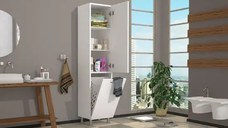 Dulap baie cu cos de rufe, Mondo Homs, alb, 160 x 35 x 34