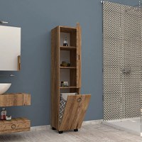 Dulap baie cu cos de rufe, Mondo Homs, nuc, 155 x 35 x 32 cm - 1