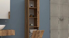 Dulap baie cu cos de rufe, Mondo Homs, nuc, 155 x 35 x 32 cm