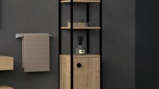 Dulap  Charlie pentru baie culoare stejar si negru 162 cm