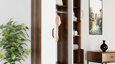 Dulap Homs 4 usi, alb si nuc,170x90x40 cm