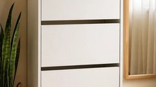 Dulap Pantofi Alb cu 3 Uși Rabatabile 113x70x24 cm