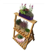 Etajera flori din lemn, Homs Garden 4, Natur, 69 x 58 x 50 cm - 1