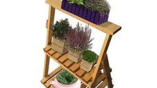 Etajera flori din lemn, Homs Garden 4, Natur, 69 x 58 x 50 cm
