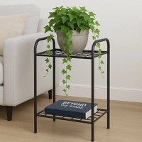 Etajera metal pentru flori 2 rafturi Decor Homs 33 x 60 x 31 cm, negru - 1