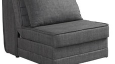 Fotoliu extensibil cu lada de depozitare Nest, gri, material textil, 82X191 cm