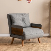 Fotoliu Extensibil Gri Deschis, Esme,190 x 70 cm - 1