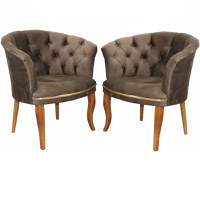 Fotoliu Milano maro, picioare lemn - 1