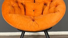 Fotoliu rotund Homs B-120, tapitat cu stofa si picioare metalice