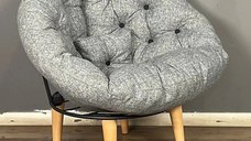 Fotoliu tapitat cu stofa si picioare metalice,rotund,homs,seria B-120,20042