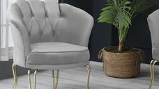 Fotoliu Viena, scaun, gri-auriu, picioare metal auriu, Homs