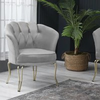 Fotoliu Viena, scaun, gri-auriu, picioare metal auriu, Homs - 1