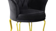 Fotoliu Viena, scaun, negru-auriu, picioare metal auriu, Homs