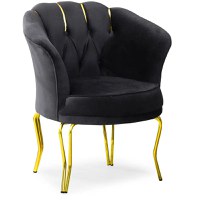 Fotoliu Viena, scaun, negru-auriu, picioare metal auriu, Homs - 1