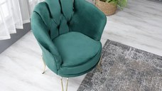 Fotoliu Viena, scaun, verde-auriu, picioare metal auriu, Homs