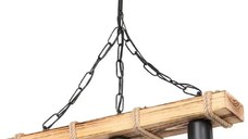 Lustră din lemn, model rustic,culoare nuc si negru 47 cm