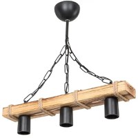 Lustră din lemn, model rustic,culoare nuc si negru 47 cm - 1
