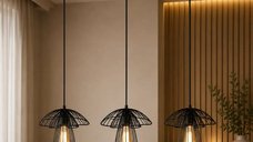 Lustra pendul neagra Homs RO11214 cu 3 globuri din sticla alba