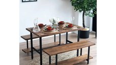 Masa+2 bancheta metal,lemn, Homs, 120 x 70 x 75 cm,seria A620, 30322