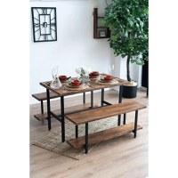 Masa+2 bancheta metal,lemn, Homs, 120 x 70 x 75 cm,seria A620, 30322 - 1