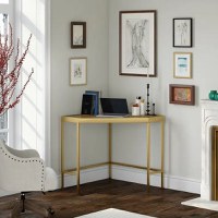 Masa birou colt Corner,sticla,Homs, 100 x 75 x 75 cm, gold - 1