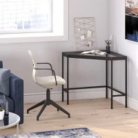 Masa birou colt Corner,sticla,Homs, 100 x 75 x 75 cm, negru - 1