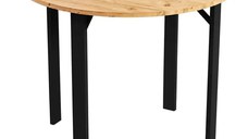 Masa bucatarie Onita rotund culoare nuc picioare negru,R 90 cm