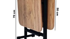 Masa Bucatarie pliabila cu roti Homs Nuc 120 x 80 x74 cm