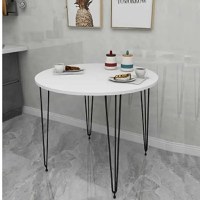 Masa bucatarie rotund texturata, alb,Homs 70x70x75 cm,A0047 - 1