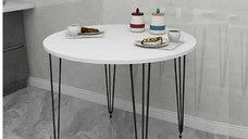 Masa bucatarie rotund texturata, alb,Homs 70x70x75 cm,A0047