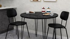 Masa bucatarie rotund texturata,negru marmurat, Homs 70x70x75 cm, A0048