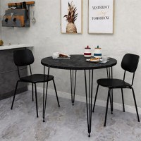 Masa bucatarie rotund texturata,negru marmurat, Homs 70x70x75 cm, A0048 - 1