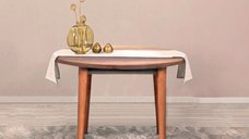 Masa bucatarie rotunda Brigitte, culoare nuc, 90 cm